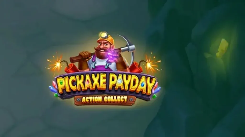 Tampilan visual slot Pickaxe Payday dengan karakter penambang kartun dan latar belakang tambang emas.